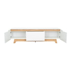 Rack Tv 80" Woodall Dos Puertas Un Cajon, Color Blanco Y Fresno - vista 6