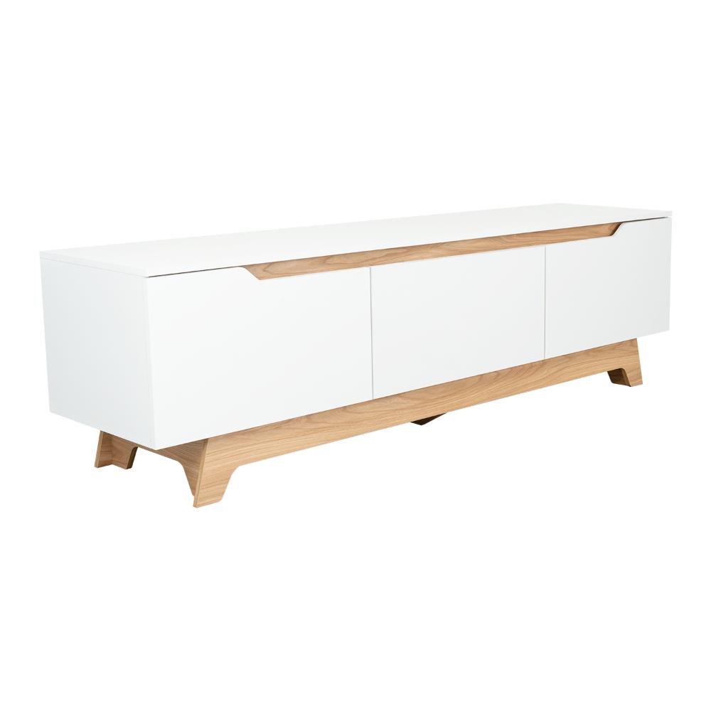 Rack Tv 80" Woodall Dos Puertas Un Cajon, Color Blanco Y Fresno - vista 3