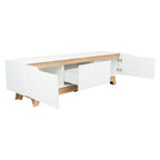 Rack Tv 80" Woodall Dos Puertas Un Cajon, Color Blanco Y Fresno - vista 4