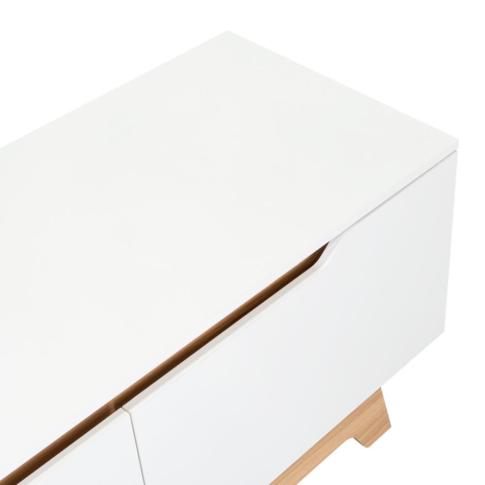 Rack Tv 80" Woodall Dos Puertas Un Cajon, Color Blanco Y Fresno - vista 8