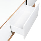 Rack Tv 80" Woodall Dos Puertas Un Cajon, Color Blanco Y Fresno - vista 9