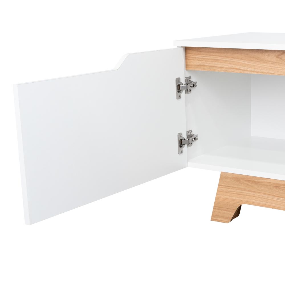 Rack Tv 80" Woodall Dos Puertas Un Cajon, Color Blanco Y Fresno - vista 11