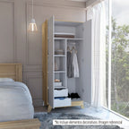 Closet Z,81 BI,Color, Duna y Blanco, con dos puertas batientes y cajones deslizables - vista 4