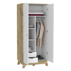 Closet Z,81 BI,Color, Duna y Blanco, con dos puertas batientes y cajones deslizables - vista 1