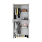 Closet Tera, Duna  y Blanco Vainilla, Dos Puertas Abatibles y Dos Tubos Cromados - vista 6