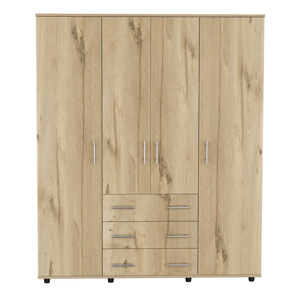 Closet Fontana, Café Claro y Blanco, con Cuatro Tubos Para Colgar Ropa y Zapatero En La Parte Inferior - vista 5