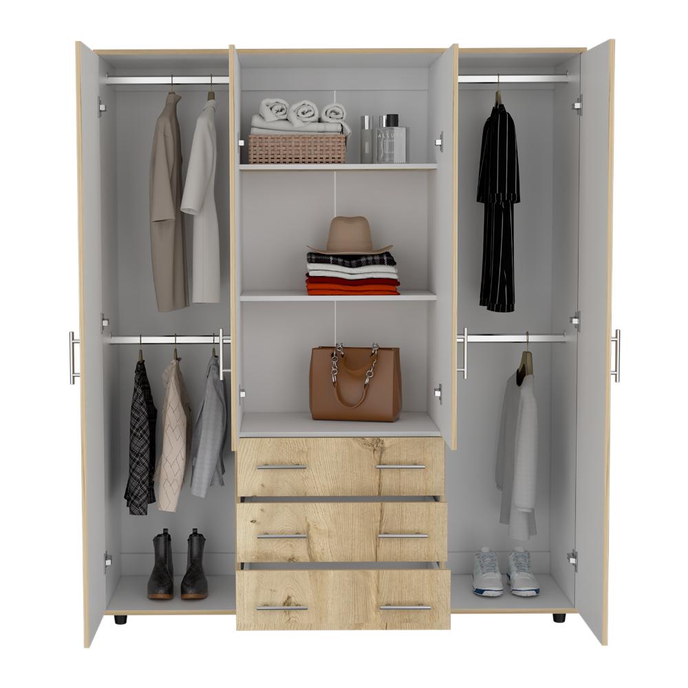 Closet Fontana, Café Claro y Blanco, con Cuatro Tubos Para Colgar Ropa y Zapatero En La Parte Inferior - vista 6