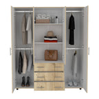 Closet Fontana, Café Claro y Blanco, con Cuatro Tubos Para Colgar Ropa y Zapatero En La Parte Inferior - vista 6