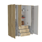 Closet Fontana, Café Claro y Blanco, con Cuatro Tubos Para Colgar Ropa y Zapatero En La Parte Inferior - vista 4