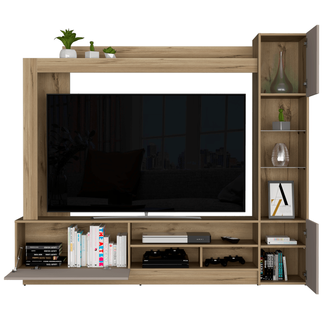 Rack Para Tv Nizza, Café claro y Cocoa, con Espacio Para Televisor de Hasta 65 Pulgadas - vista 4