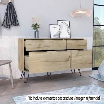 Cómoda Doble Concept, Duna y Negro, con una puerta batiente y dos cajones organizadores - vista 4