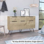 Cómoda Doble Concept, Duna y Negro, con una puerta batiente y dos cajones organizadores - vista 3