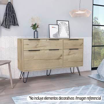Cómoda Doble Concept, Duna y Negro, con una puerta batiente y dos cajones organizadores - vista 3