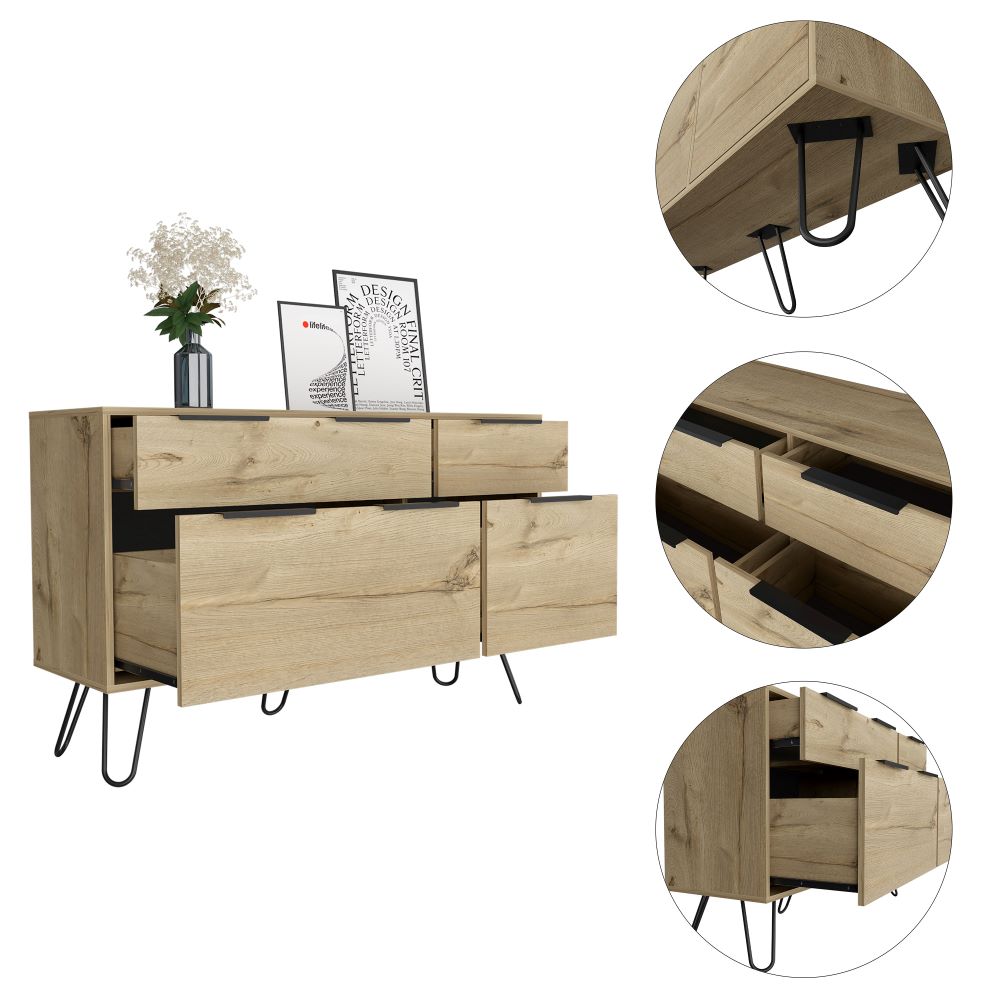 Cómoda Doble Concept, Duna y Negro, con una puerta batiente y dos cajones organizadores - vista 5