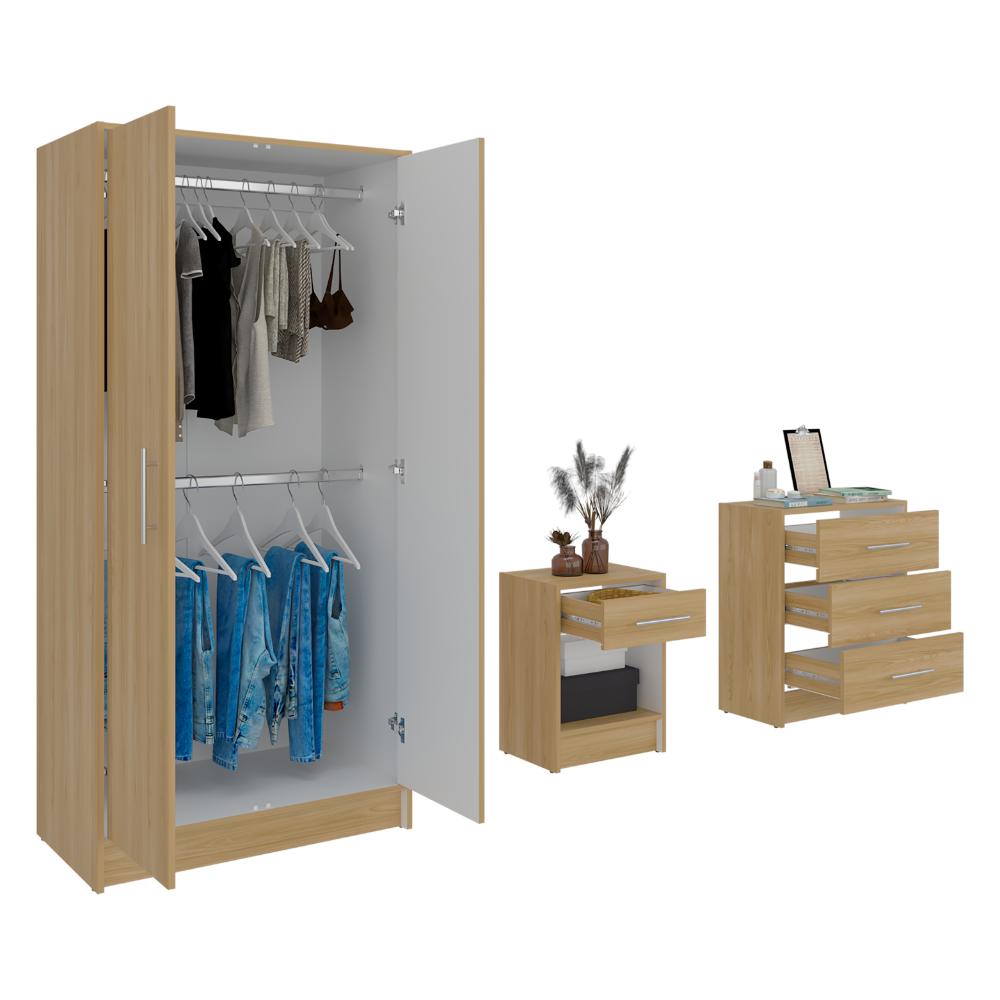 Combo para Habitación Sofi, Fresno Europeo y Blanco, incluye Closet -Organizador y Mesa de Noche - vista 2