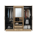 Closet Barmine Cuatro Puertas Dos Cajones Espejo, Fresno / Wengue - vista 5
