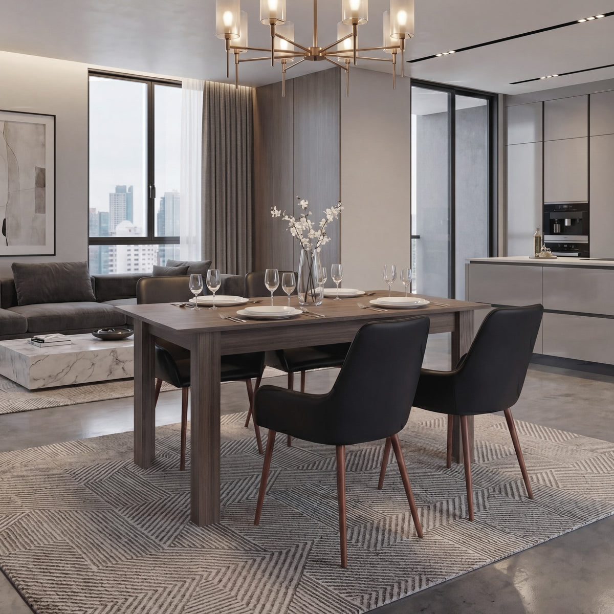 Mesa para Comedor Estrella 160, Avellana, con Espacio para Cuatro Personas, No Incluye Sillas - vista 1