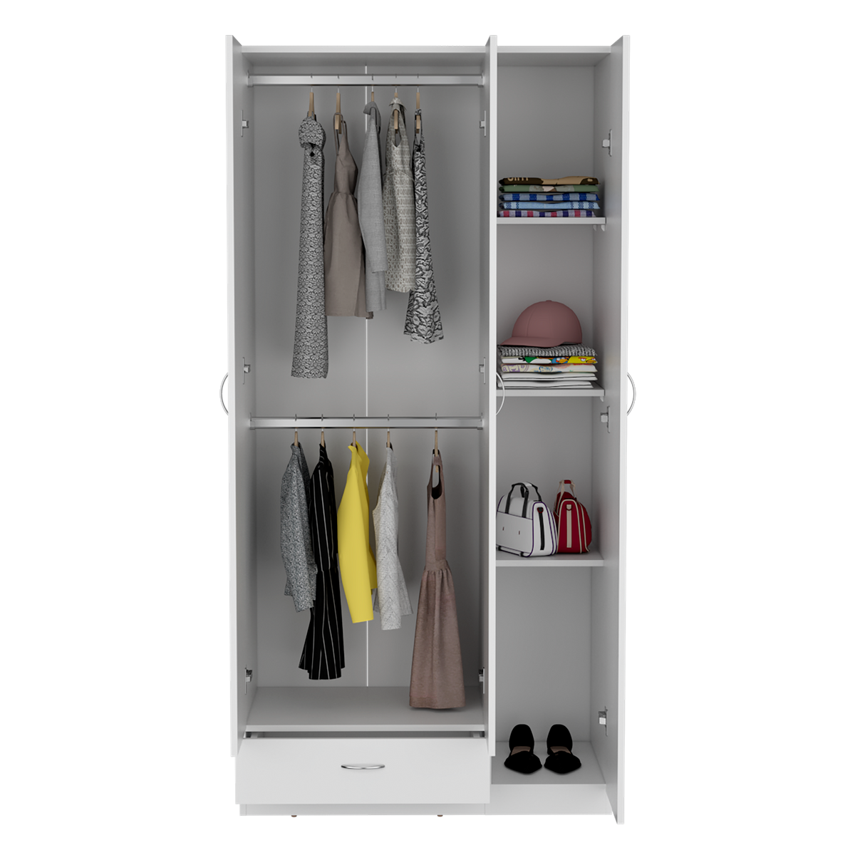 Armario Z-90, Blanco, con amplios espacios y entrepaños para organizar - vista 2