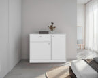 Comoda Praga Un Cajon Con Dos Puertas, Blanco - vista 1