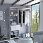 Closet Manchester, Blanco, con cajón deslizable y un tubo cromado para colgar ropa - vista 2