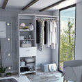 Closet Manchester, Blanco, con cajón deslizable y un tubo cromado para colgar ropa - vista 1