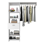 Closet Manchester, Blanco, con cajón deslizable y un tubo cromado para colgar ropa - vista 4
