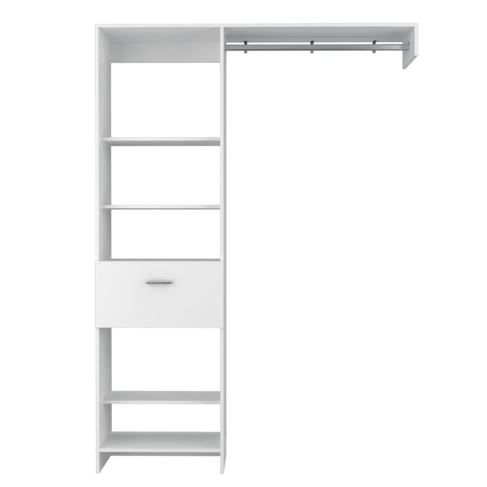 Closet Manchester, Blanco, con cajón deslizable y un tubo cromado para colgar ropa - vista 6