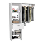 Closet Manchester, Blanco, con cajón deslizable y un tubo cromado para colgar ropa - vista 3