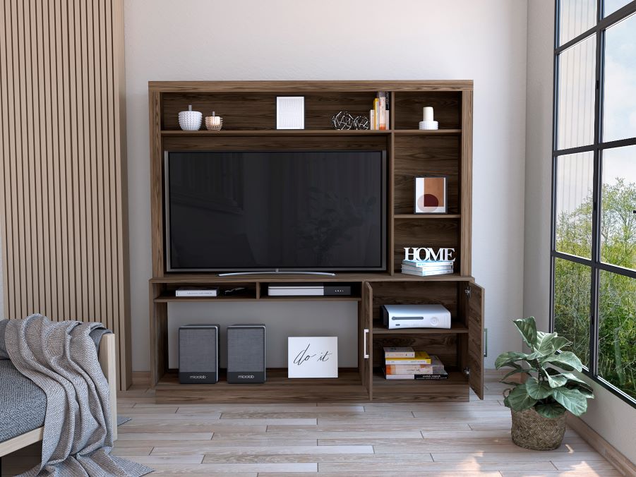 Estante Tv, Cantabria Dos Puertas con Espacio Para Televisor De Hasta 55 Pulgadas Color Coñac - vista 1