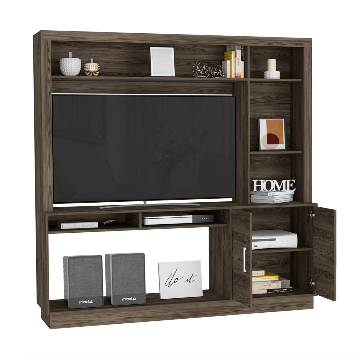Estante Tv, Cantabria Dos Puertas con Espacio Para Televisor De Hasta 55 Pulgadas Color Coñac - vista 3
