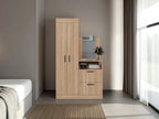 Closet Comoda Praga Tres Puertas Un Cajon, Fresno Europeo, con diseño moderno incluye Espejo - vista 1