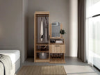 Closet Comoda Praga Tres Puertas Un Cajon, Fresno Europeo, con diseño moderno incluye Espejo - vista 2