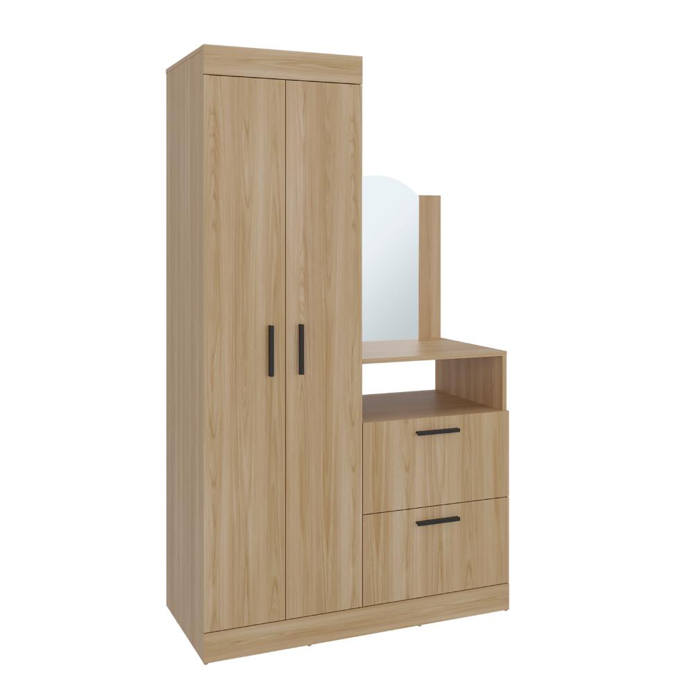 Closet Comoda Praga Tres Puertas Un Cajon, Fresno Europeo, con diseño moderno incluye Espejo - vista 5