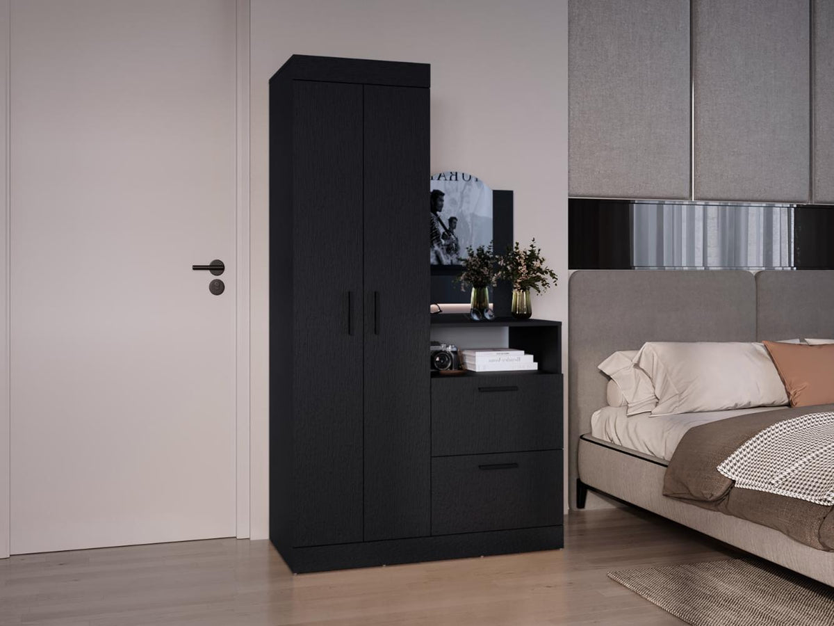Closet Comoda Praga Tres Puertas Un Cajon, Wengue, con diseño moderno incluye Espejo - vista 5