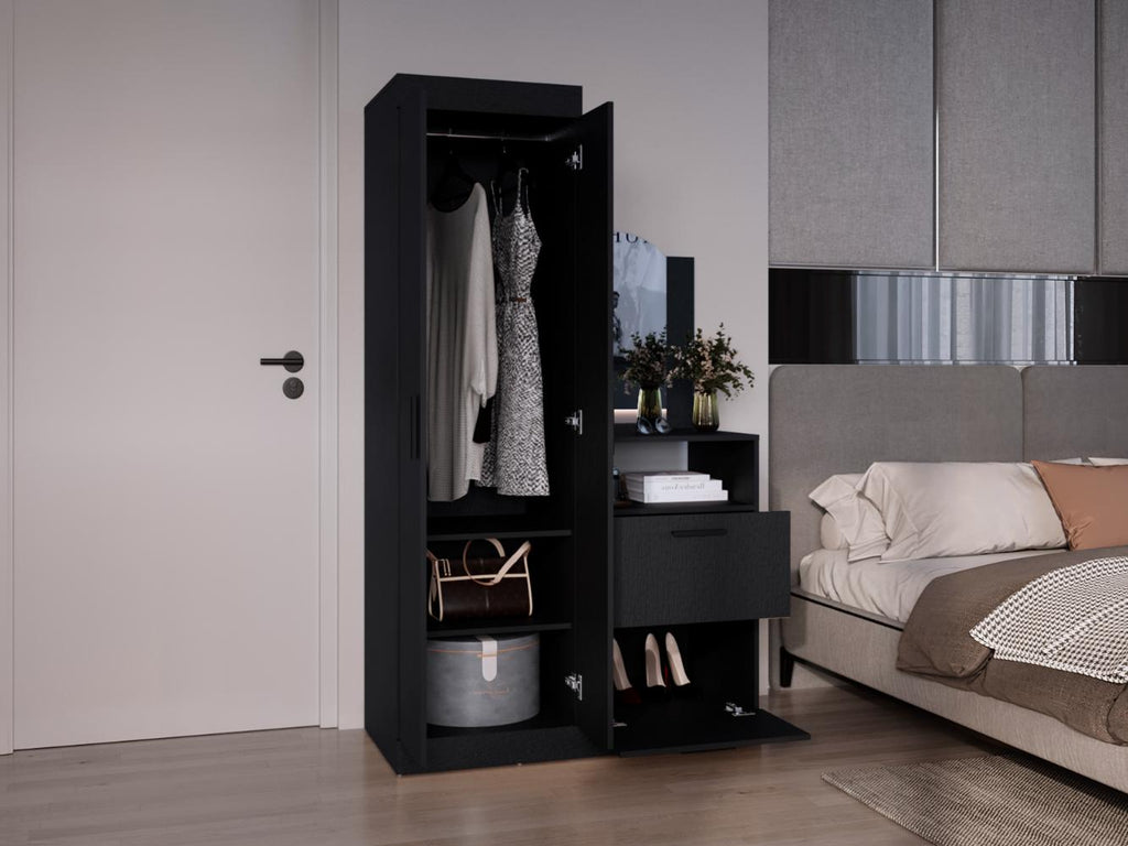 Closet Comoda Praga Tres Puertas Un Cajon, Wengue, con diseño moderno incluye Espejo - vista 6