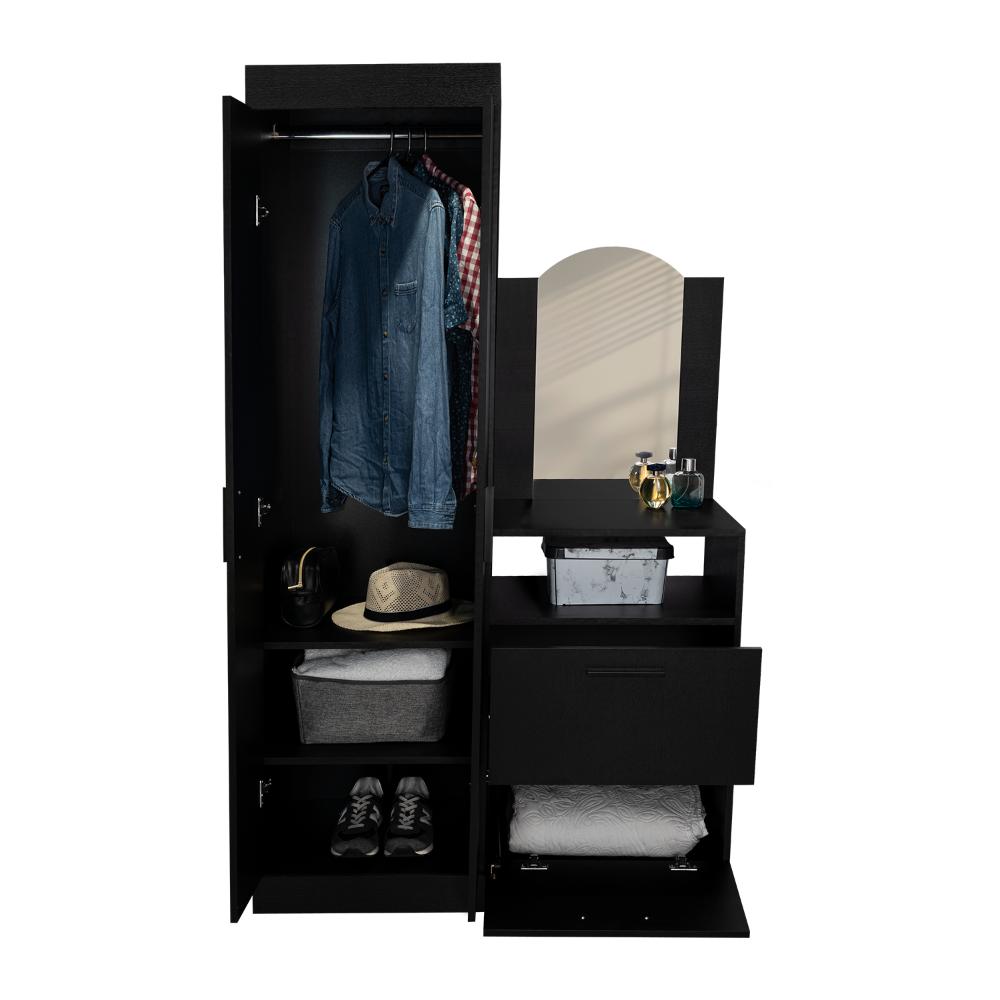 Closet Comoda Praga Tres Puertas Un Cajon, Wengue, con diseño moderno incluye Espejo - vista 4