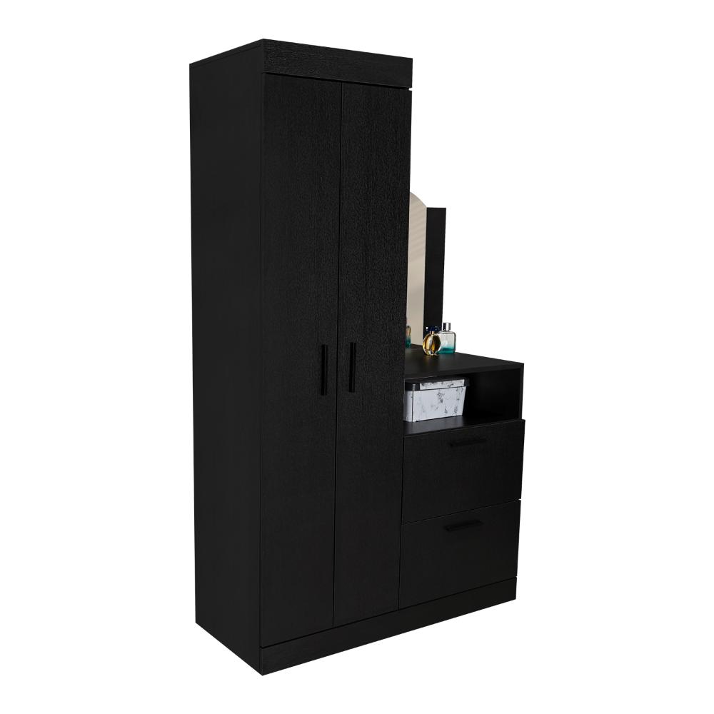 Closet Comoda Praga Tres Puertas Un Cajon, Wengue, con diseño moderno incluye Espejo - vista 1