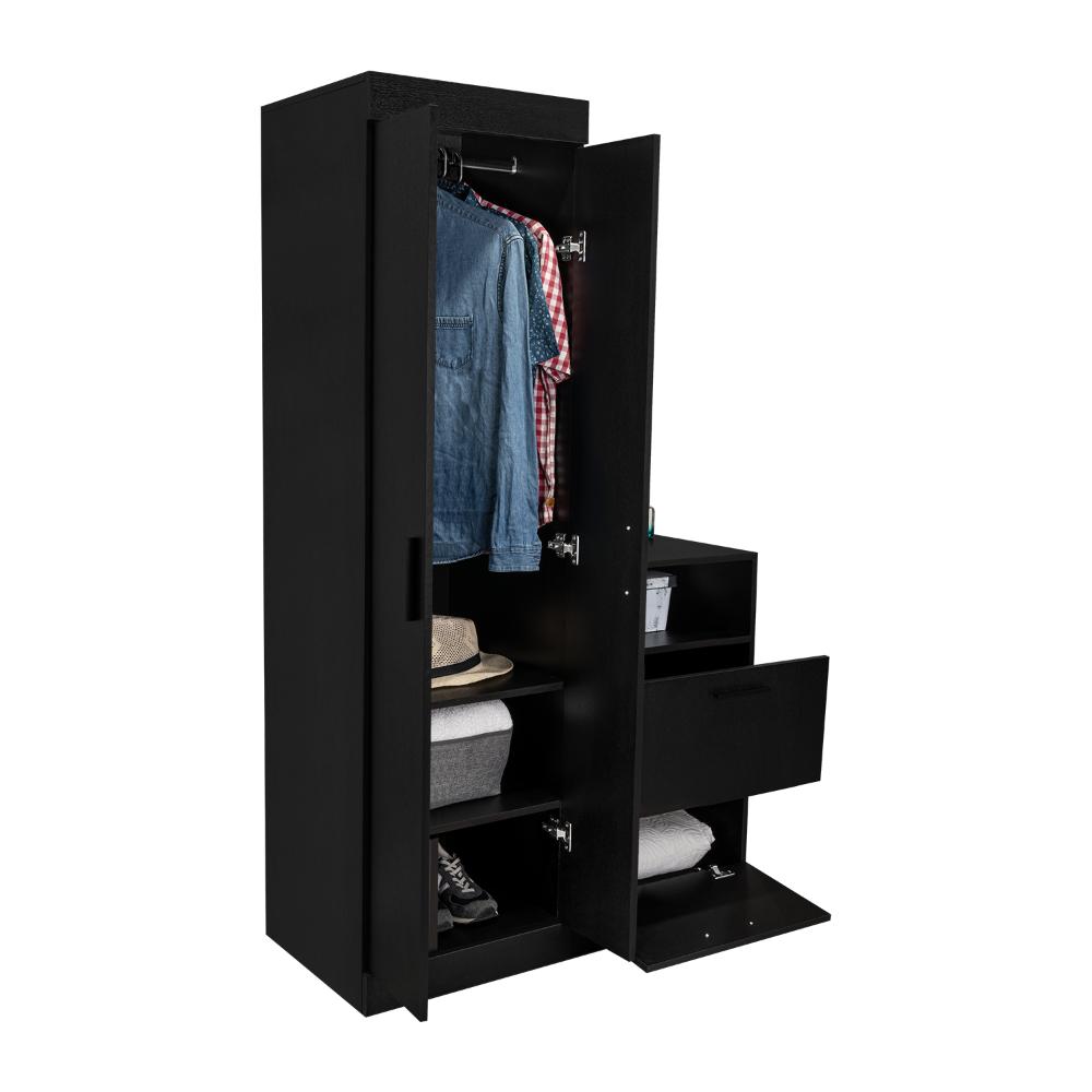 Closet Comoda Praga Tres Puertas Un Cajon, Wengue, con diseño moderno incluye Espejo - vista 2