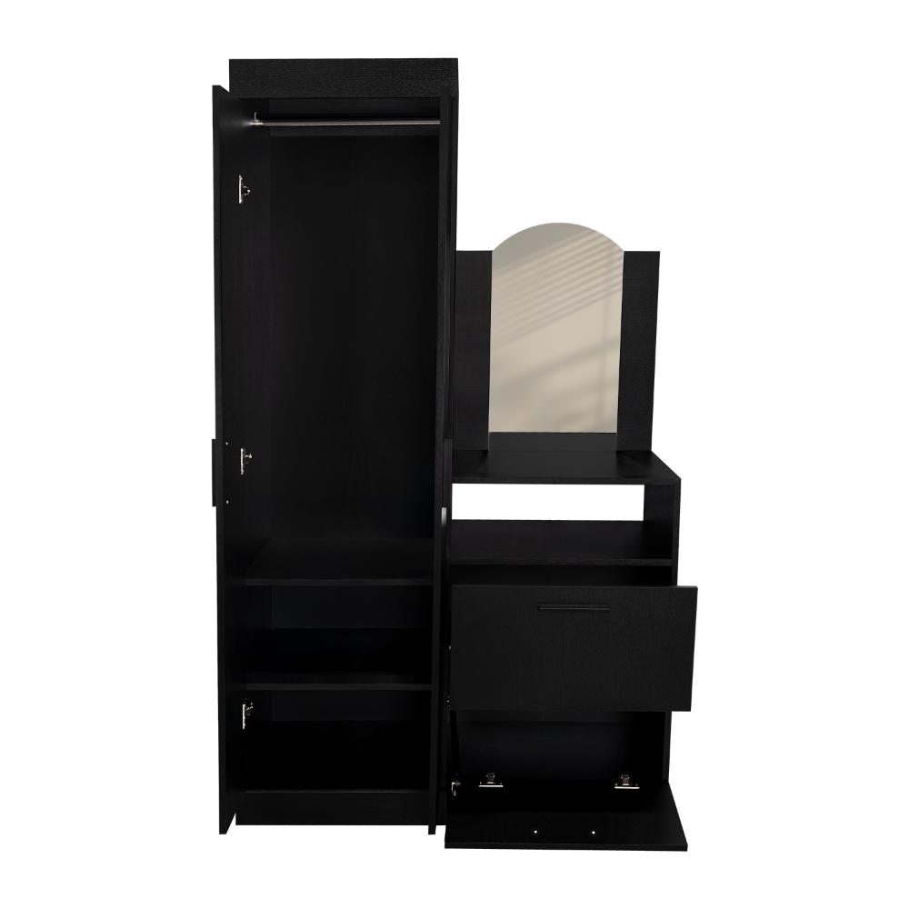 Closet Comoda Praga Tres Puertas Un Cajon, Wengue, con diseño moderno incluye Espejo - vista 10