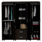 Closet Bariloche, Wengue Negro, seis puertas batientes y dos cajones deslizables - vista 3