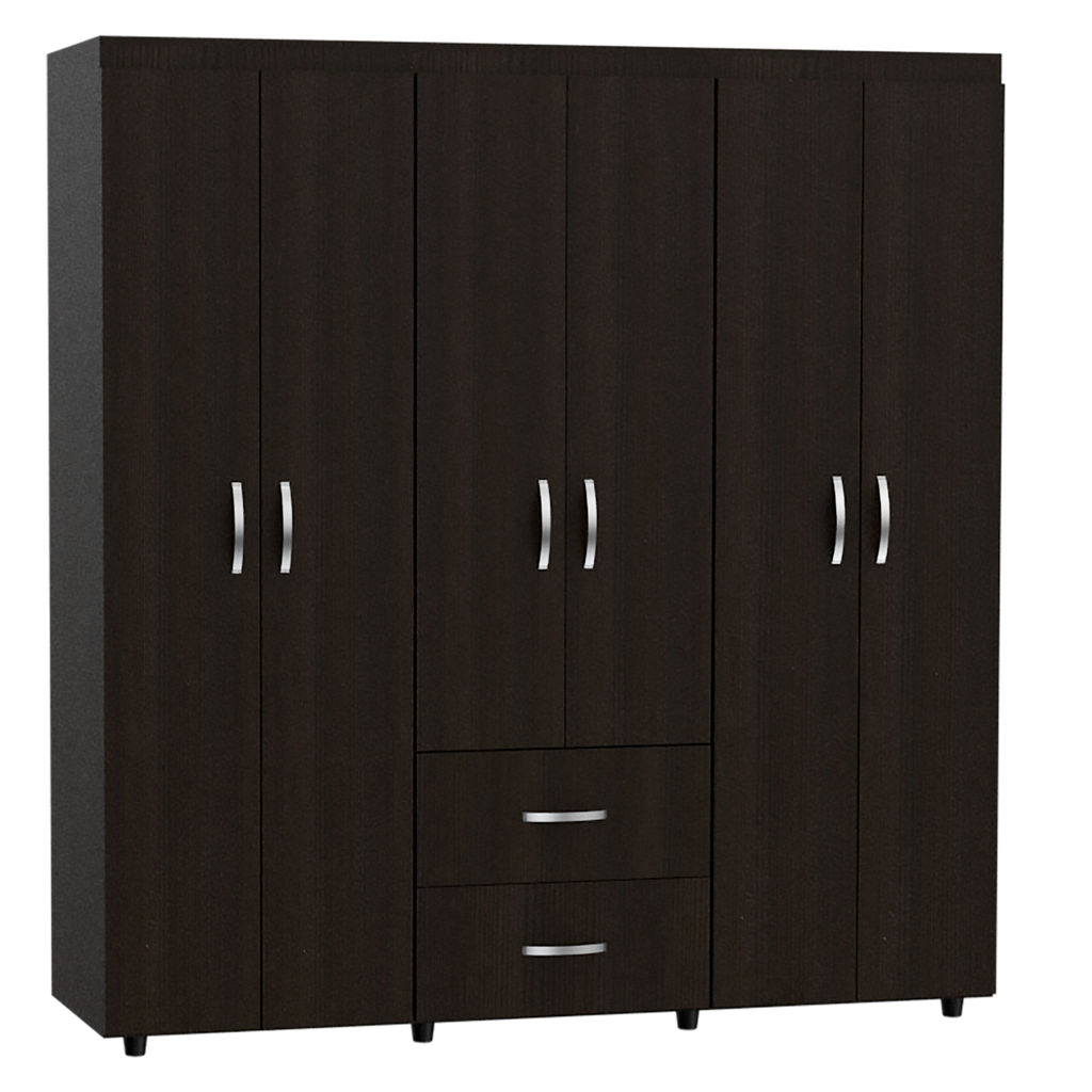 Closet Bariloche, Wengue Negro, seis puertas batientes y dos cajones deslizables - vista 1