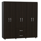 Closet Bariloche, Wengue Negro, seis puertas batientes y dos cajones deslizables - vista 1