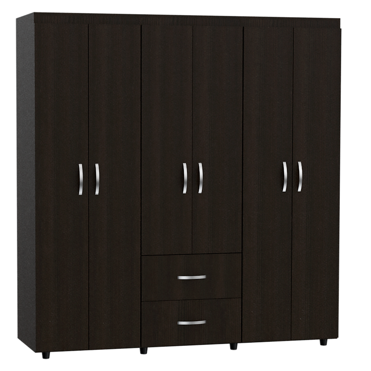 Closet Bariloche, Wengue Negro, seis puertas batientes y dos cajones deslizables - vista 1