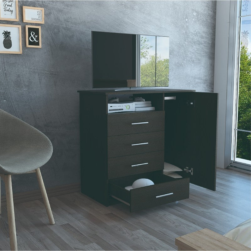 Cómoda Peru, Wengue, cuatro cajones deslizables y con capacidad para televisor de 40 pulgadas - vista 4