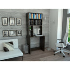 Escritorio Office, Wengue, con biblioteca superior de varios entrepaños para colocar objetos - vista 4