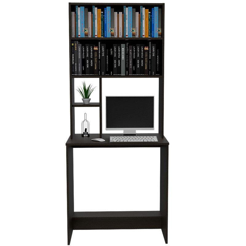 Escritorio Office, Wengue, con biblioteca superior de varios entrepaños para colocar objetos - vista 5
