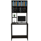 Escritorio Office, Wengue, con biblioteca superior de varios entrepaños para colocar objetos - vista 5