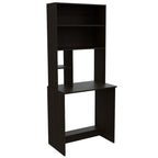 Escritorio Office, Wengue, con biblioteca superior de varios entrepaños para colocar objetos - vista 3