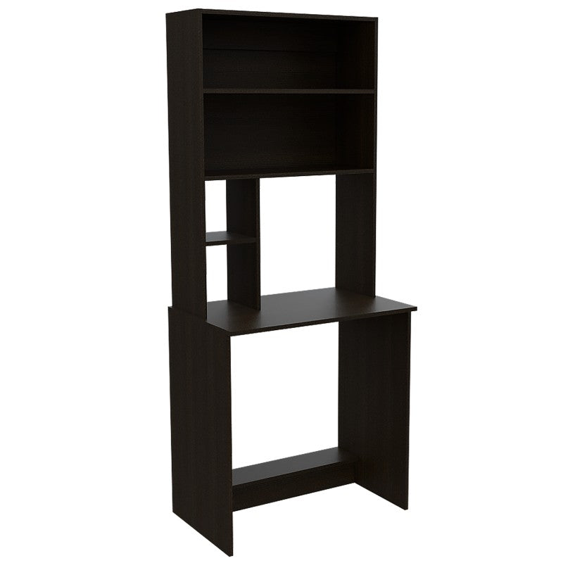 Escritorio Office, Wengue, con biblioteca superior de varios entrepaños para colocar objetos - vista 3