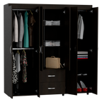 Closet Bariloche, Wengue Negro, seis puertas batientes y dos cajones deslizables - vista 5